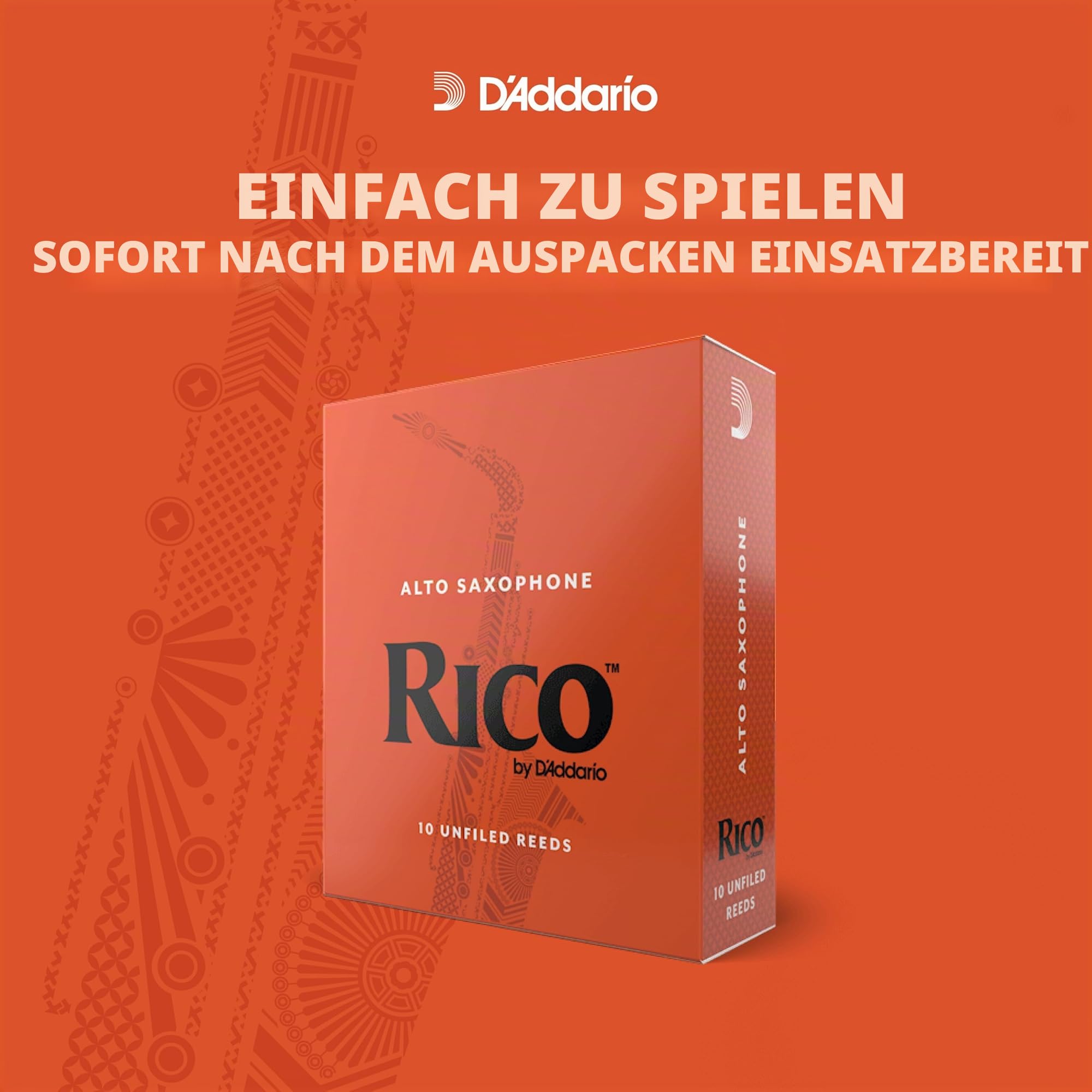 Rico by D'Addario Saxophon Blätter | Hochpräzise gefertigt | Alt Saxophon Blätter 2 Stärke | 10er-Packung | Warmer voller Ton | Angenehmes Spielgefühl
