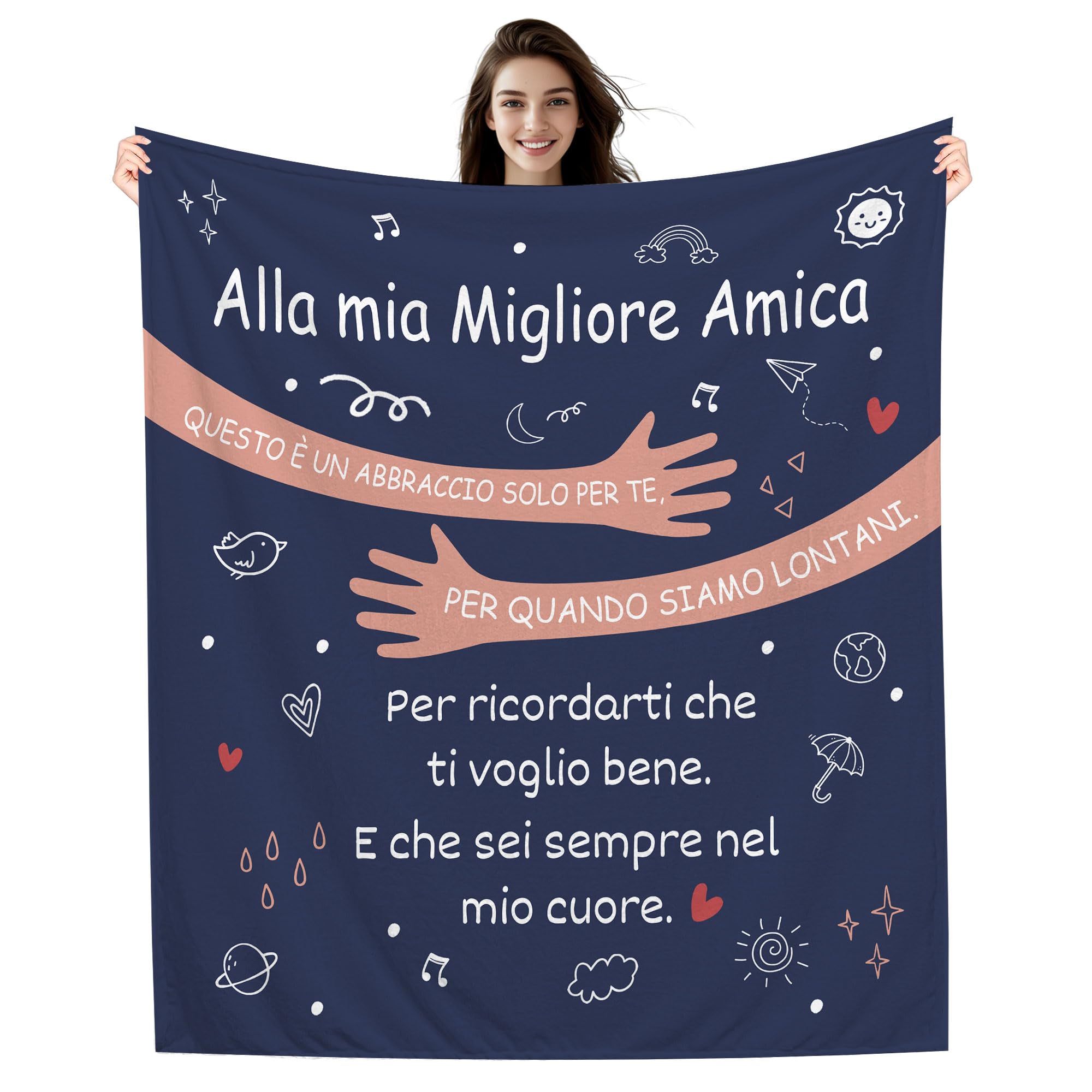 Amorea Questo è un Abbraccio solo per te per quando siamo lontani Per ricordarti che ti voglio bene E che sei sempre nel mio Cuore Coperta per la Migliore Amica Regalo di Compleanno laurea o Natale