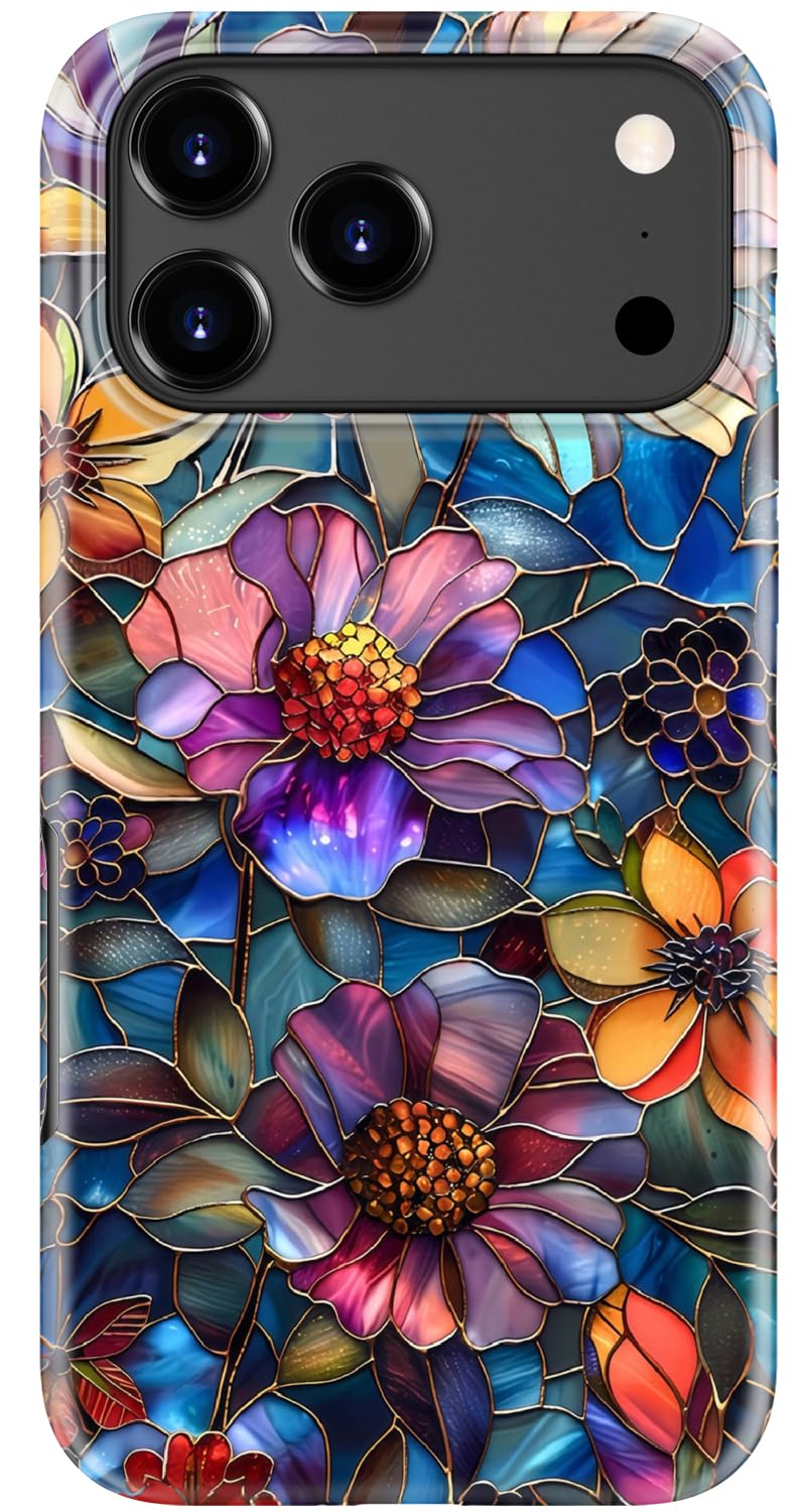 Goodon for iPhone 17 Pro Max Case Cute, Preppy Floral Design,Slim Silicone Protective Hard Cover, Wireless Charging Compatible Aesthetic Glossy Y2K Phone Cases for Women Girls, Marbled Floral Veins — view 52
