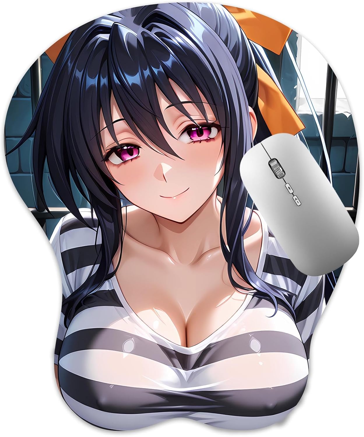 3D Mouse Pad, Oppai Mousepad with Soft Gel Wrist Rest Anime Manga Gaming Boob pad Anti-Slip Mouse Mat, Aken