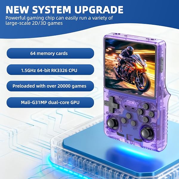 R36S Retro Handheld Games Console, 20,000+ Classic Games Portable Pocket Video Player with 3.5 Inch HD Screen, 64G TF Card, Open Source Linux System Screen for Teens and Adults (Purple 64G) - 4