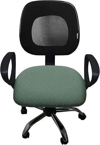 Miniatura 9 de Melaluxe Funda para silla de oficina de jacquard elástico, extraíble y lavable, funda de asiento giratoria para silla de escritorio, color negro
