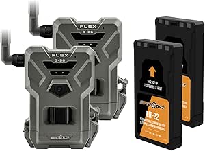 SPYPOINT Flex G-36 Twin Pack Cellular Trail Camera, 36MP Photos and 1080p Videos with Sound, GPS Enabled, Dual-Sim LTE Connectivity, 100' Flash & Detection Range + LIT-22 Batteries asin的图片
