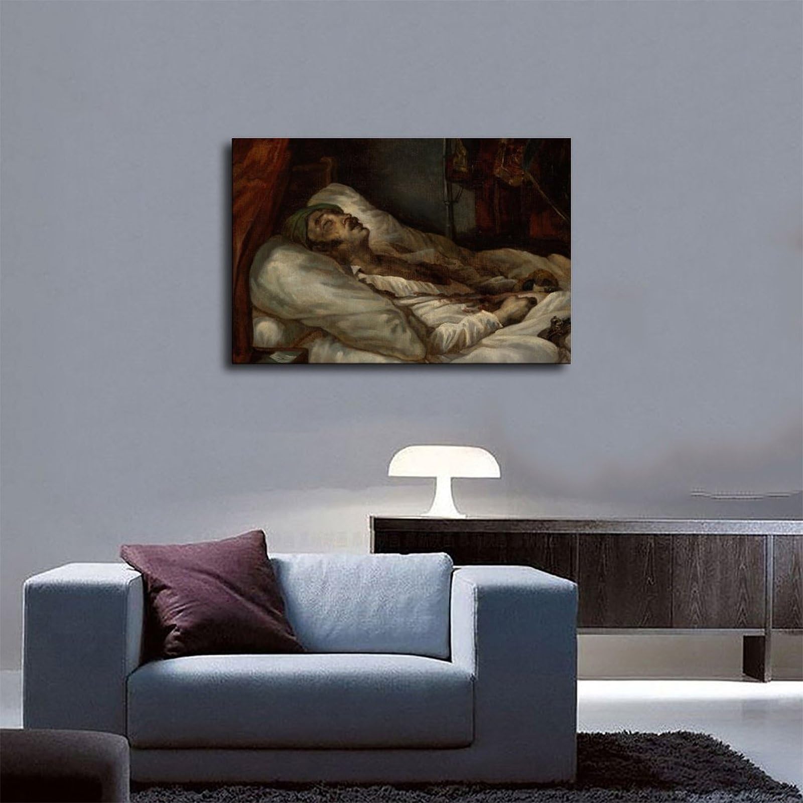 Poster su tela del generale Letellier sul letto di morte (ca. 1818-20) per decorazione della casa, idea regalo