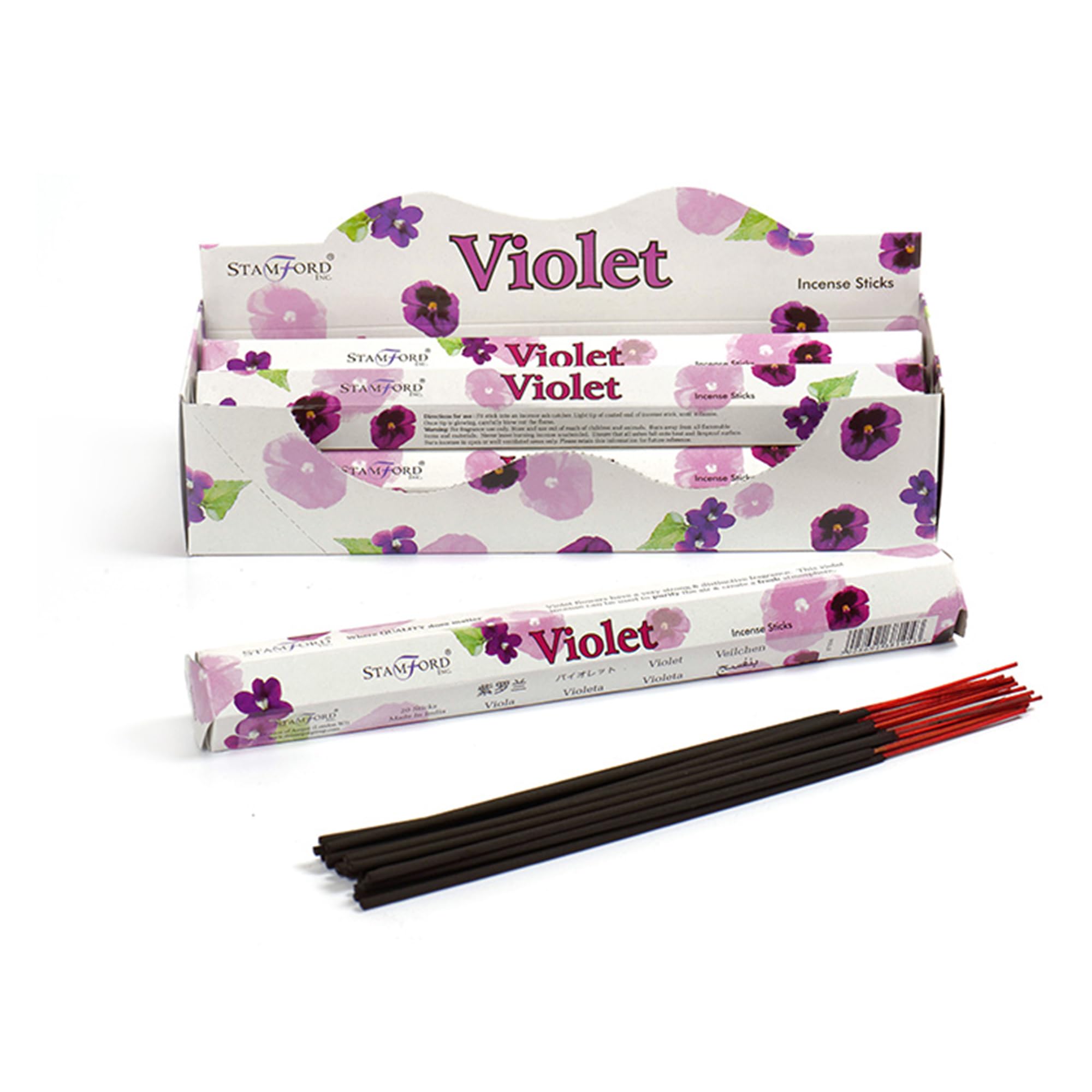 Stamford Premium Incense Sticks 20 Sticks x 6 Packs, Scented Sticks for Meditation & Relaxation, Lavender, Sandalwood, Vanilla, Long-Lasting Fragrance (Violet)