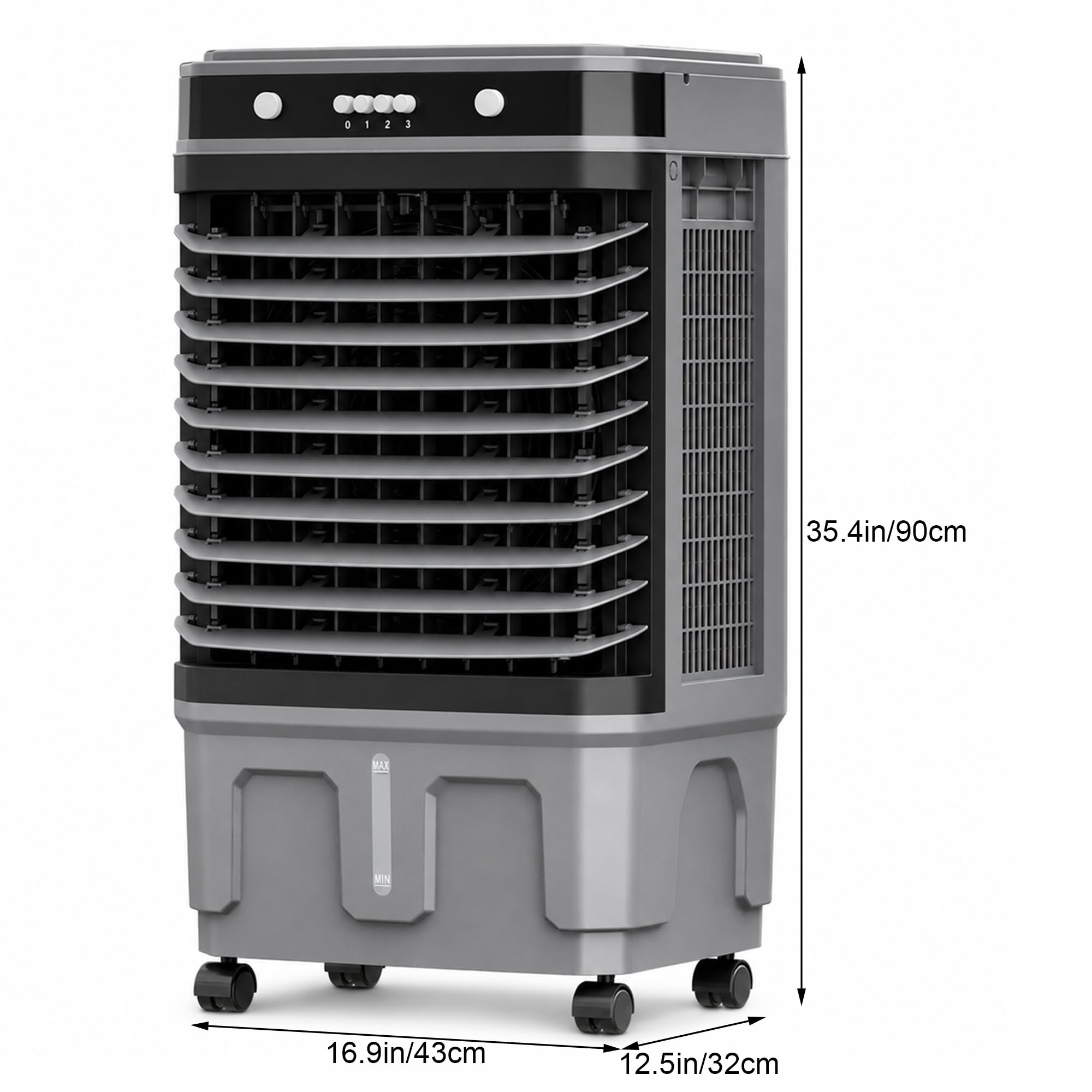 Raffrescatore Evaporativo, Ventilatore di Raffreddamento Portatile | 3 velocità, Oscillazione a 120°, Serbatoio dell'acqua per Casa e Officina(16.9x12.5x35.4in/43x32x90cm)