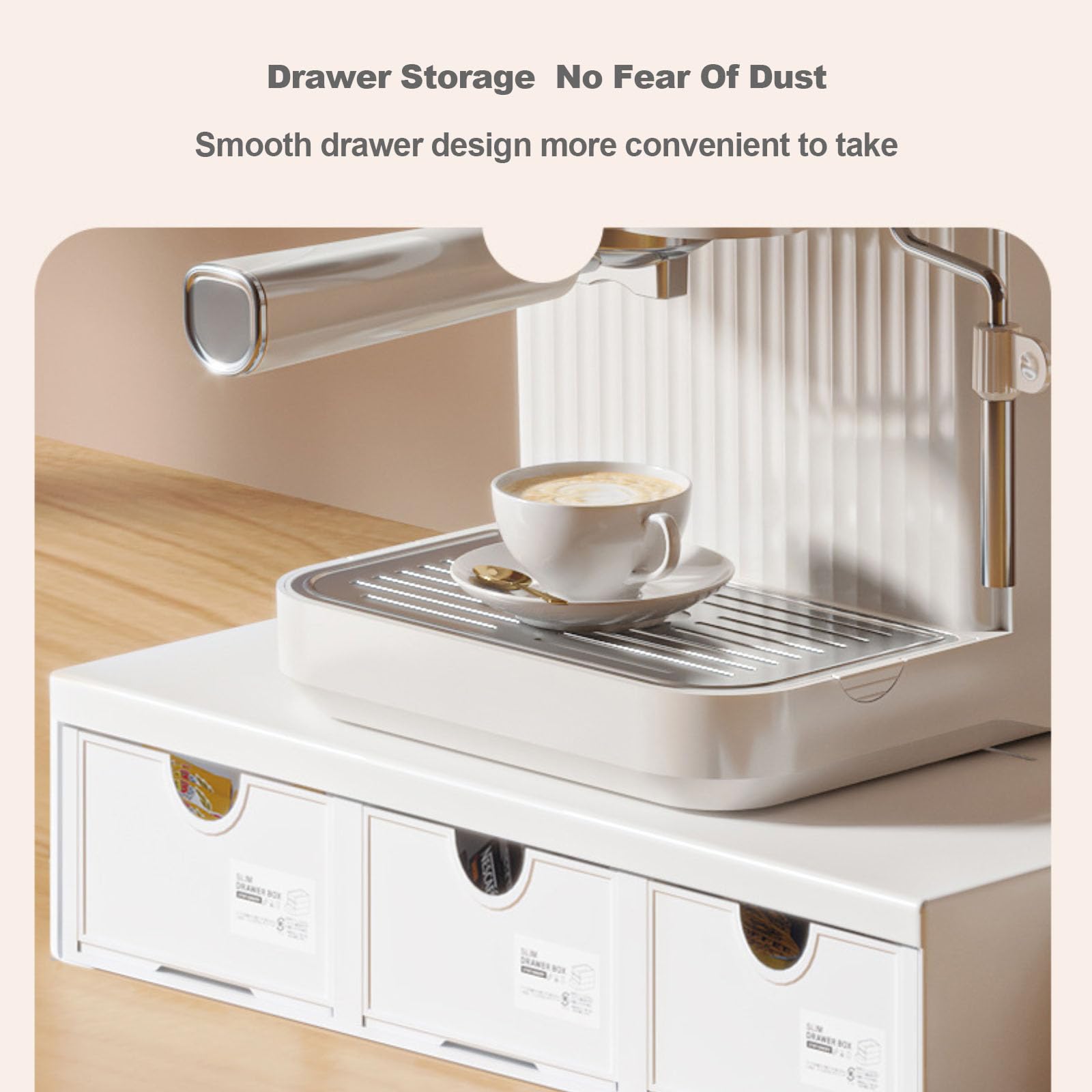 Kosz do przechowywania kapsułek kawy, uchwyt na ka Coffee Pod Storage, Three Drawers Design Coffee Pod Organizer, Coffee Capsule Organize Drawer,Coffee Maker Holder Organizer,White(White)