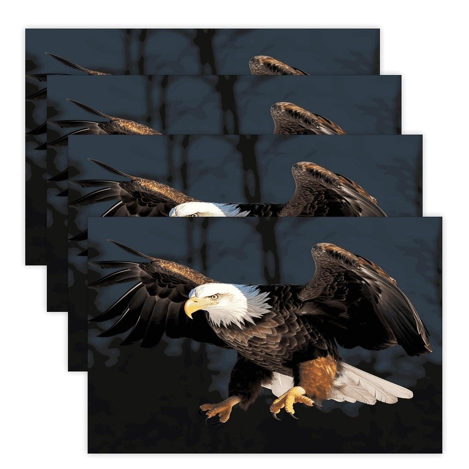 Placemats Set of 4 Placemats 3D Bald Eagle Placement Mats for Dining Table Place Mats Suitable for Personal Dining Tables Dinner Parties BBQ Weddings