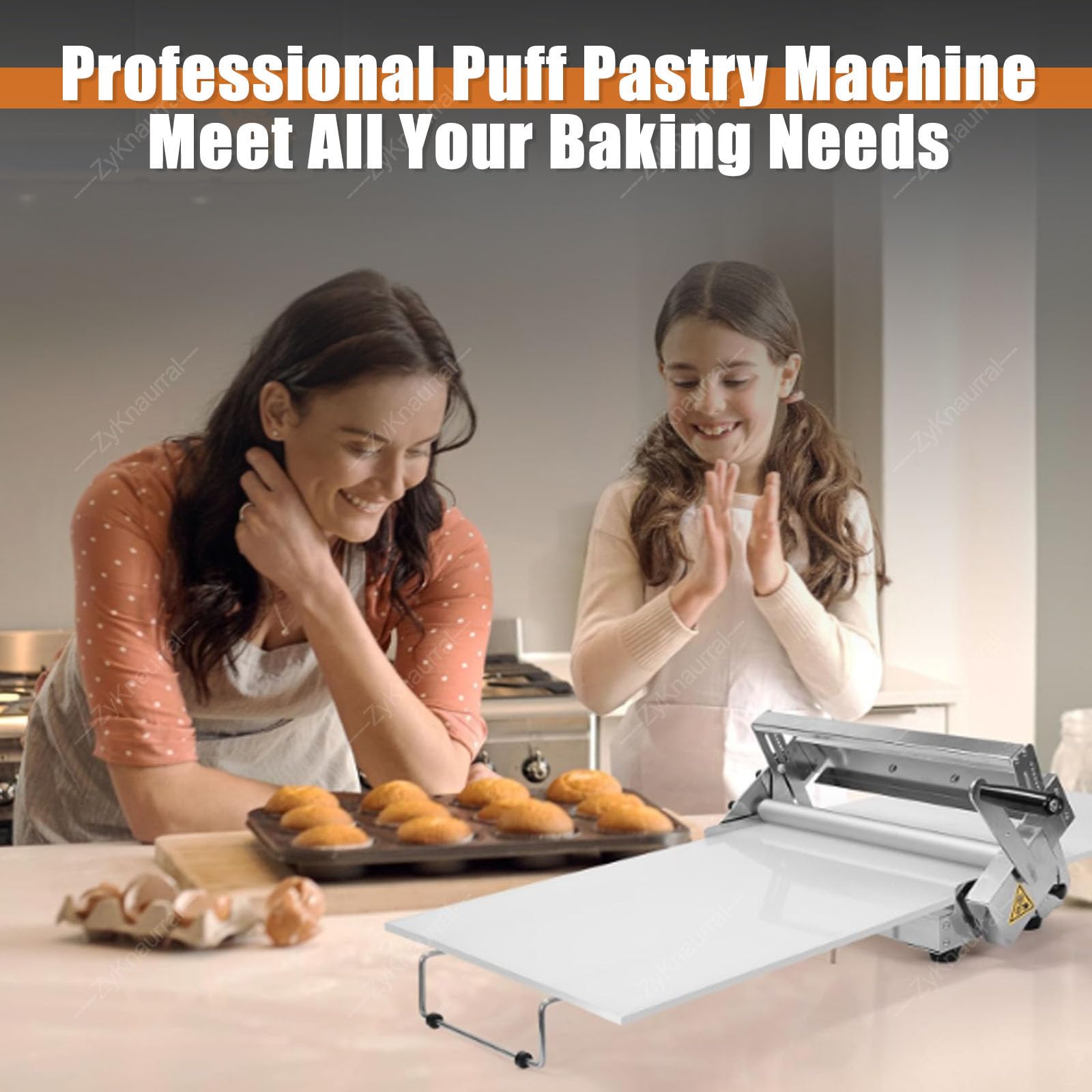 Sfogliatrice manuale professionale, macchina per pasta sfoglia, con spessori regolabili, per croissant, pizza e pasta, superficie antiaderente in PP,RS201