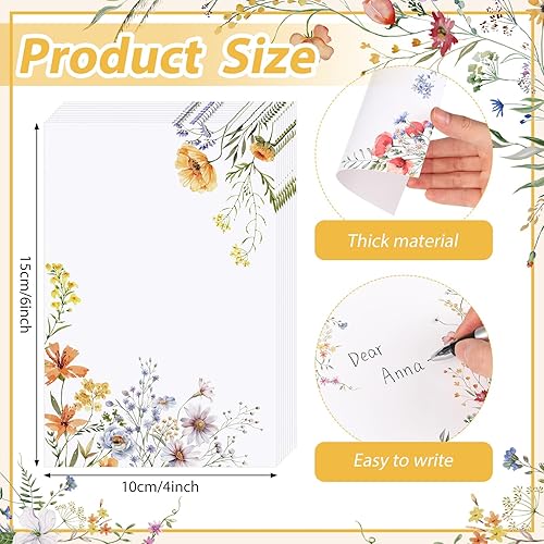 Miniatura 8 de PerKoop 50 tarjetas de notas de 4 x 6 pulgadas, cartulina de flores verdes, papel de impresora, papel decorativo para boda, oficina, escuela,