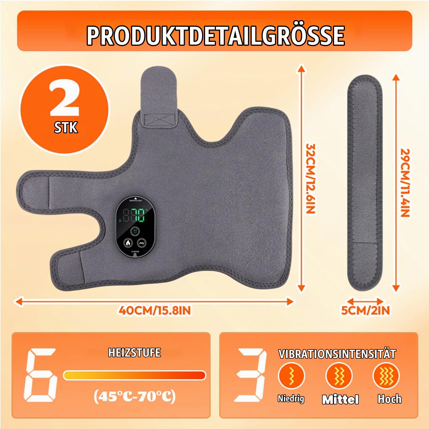 2 Stück Elektrischer Fußmassager, 3-in-1Cordless Fußmassager mit Timer | Vibrationsmodi & 6 Wärmestufen, Fußmassagegerät zur Durchblutung, Portable Cordless Ankle Massagers Schmerzen & Müde Beine