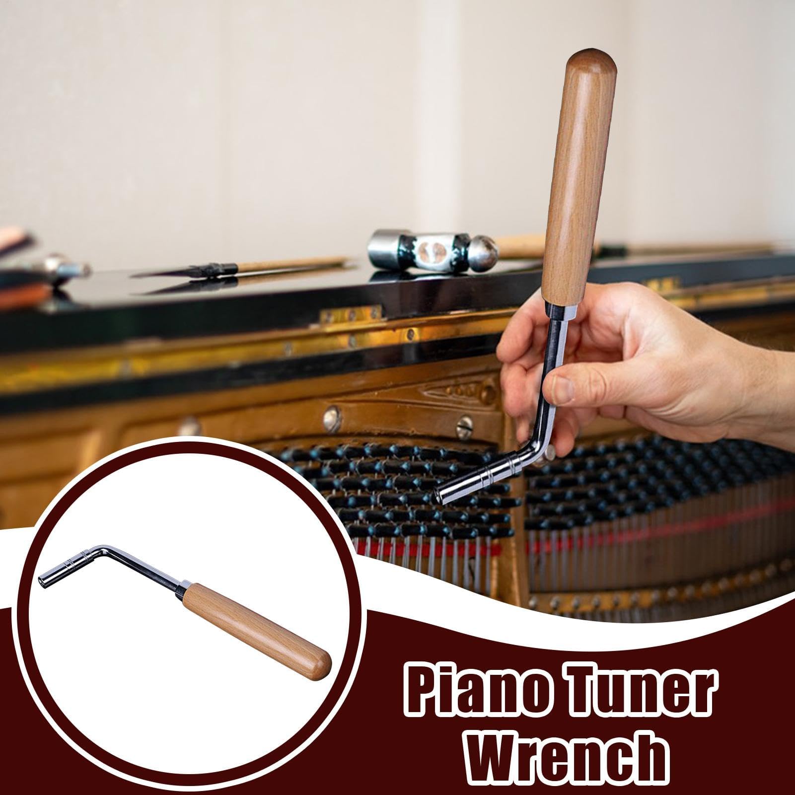 Outil d'accordage de piano, marteau d'accordage avec manche en bois pour piano, violon, guitare et basse – Pièces de réparation essentielles pour instruments de musique
