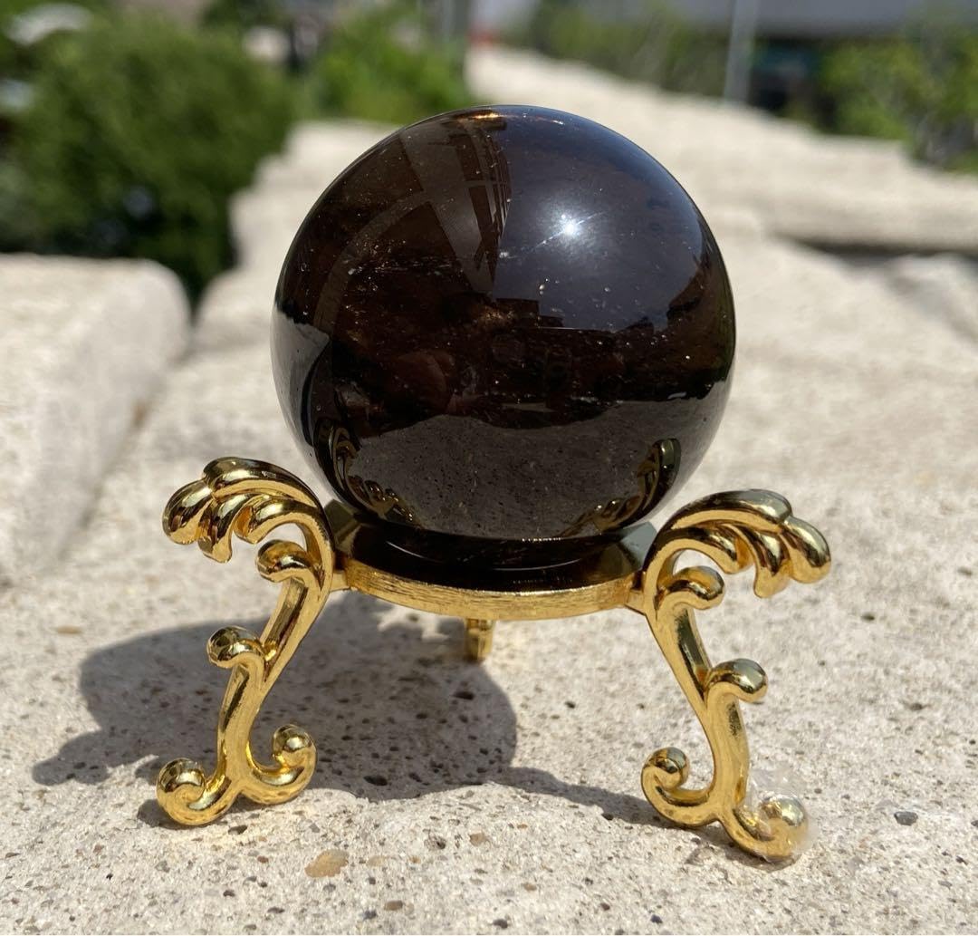 【超希少高品質】天然モリオン スフィア約6.5cm◆最強魔除けと浄化◆光る台座付 超希少高品質】天然モリオン スフィア約6.5cm◇最強魔除けと浄化◇光る