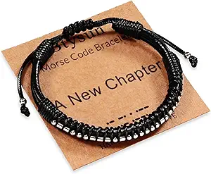 Inspirational Gifts for Men Morse Code Bracelets Mens Bracelets Graduation Gifts for Him Fathers Day Adjustable Leather Bracelet Motivational Birthday Annivesary Jewelry Stocking Stuffers for Men
