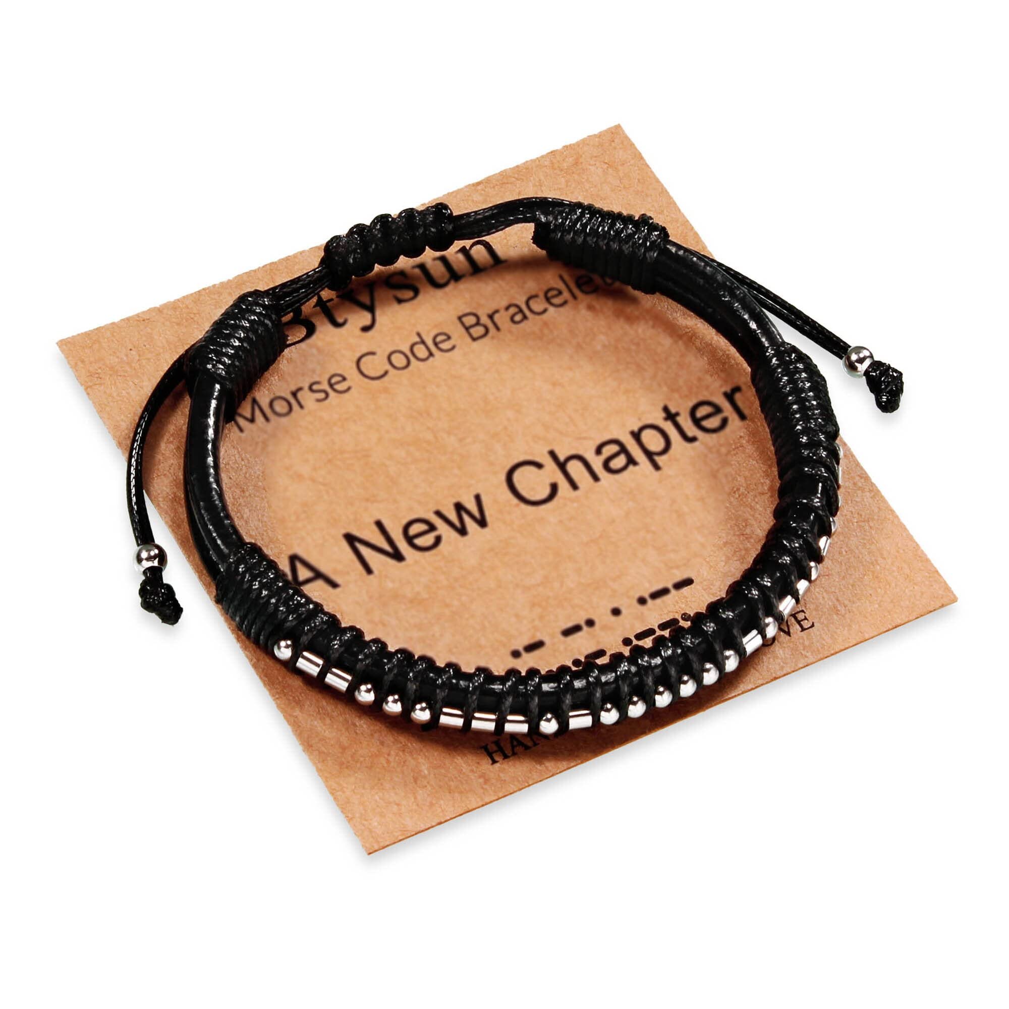 Btysun Fathers Day Gift, Gifts for Men Morse Code Bracelets for Men 2026 Graduation Gifts Mens Bracelet for Him Boyfriend Husband Leather Bracelet Motivational Birthday Jewelry Stocking Stuffers