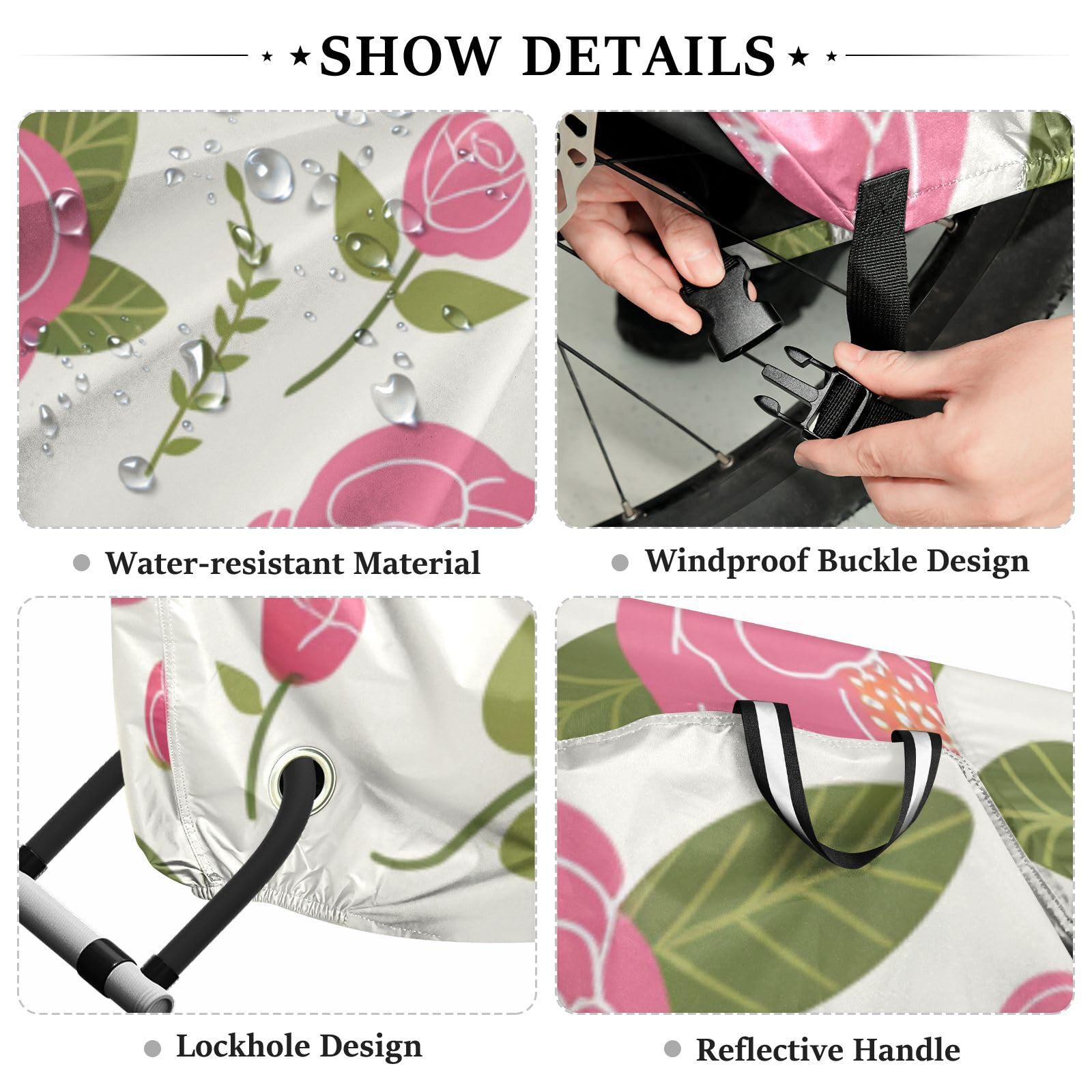 Housse de vélo imperméable avec trous de verrouillage pour intérieur ou extérieur - Convient à la plupart des vélos de vélo - Rose pêche