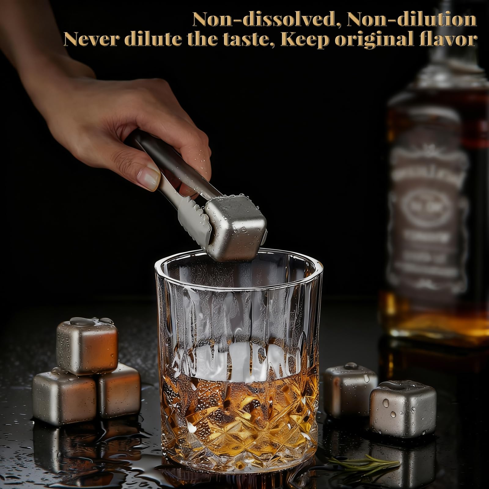 Whiskey Steine Geschenkset mit 6 wiederverwendbaren Kühlsteinen 2 Gläsern und handgefertigter Holzkiste Ideal für Männer Väter Ehemänner Geburtstagsfeier und Liebhaber