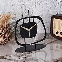 Vista 5 de Table Clock for Living Room Office, Bedside, Kitchen Silent Running Night Shelf Analog Desk Clock with 8 x 9 inch Size Decorative Table Clocks