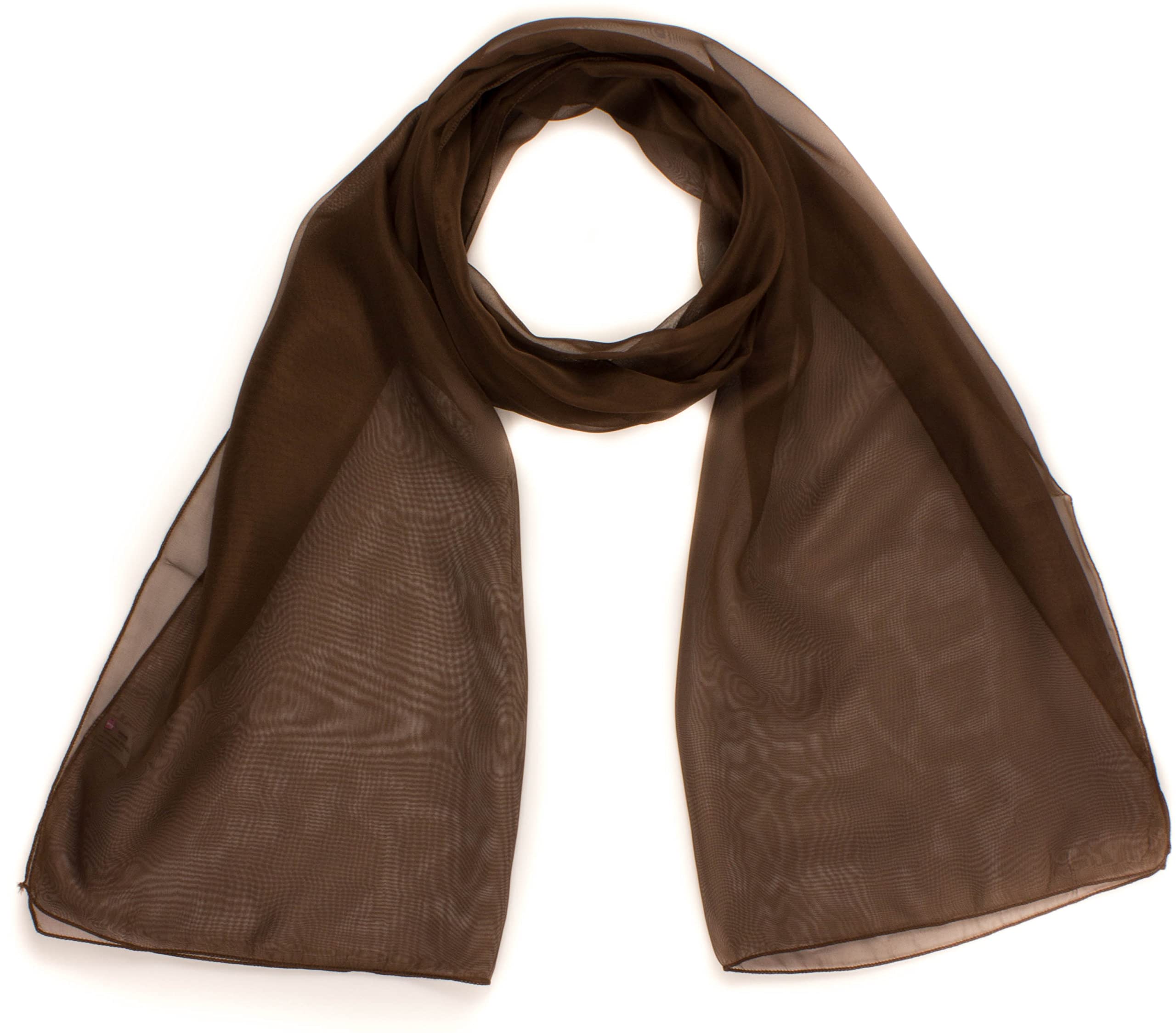 Mytoptrendz Women's Dark Brown Mytoptrendz® - Chiffon Scarf Plain Soft Sheer Neck Wrap Soft Headwrap Girls Head Scarf Scarves & Wraps (Dark Brown)