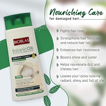 BIOBLAS Garlic Shampoo - Odorless & Unscented Hair Growth for Men & Women - Clarifying to Cleanse Hair, Roots & Scalp - Thickening & Anti Thinning (1 Pack)