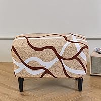 Vista 33 de Funda elástica otomana rectangular para taburete, funda de elastano estampada para reposapiés, protector antideslizante para reposapiés, con parte #1