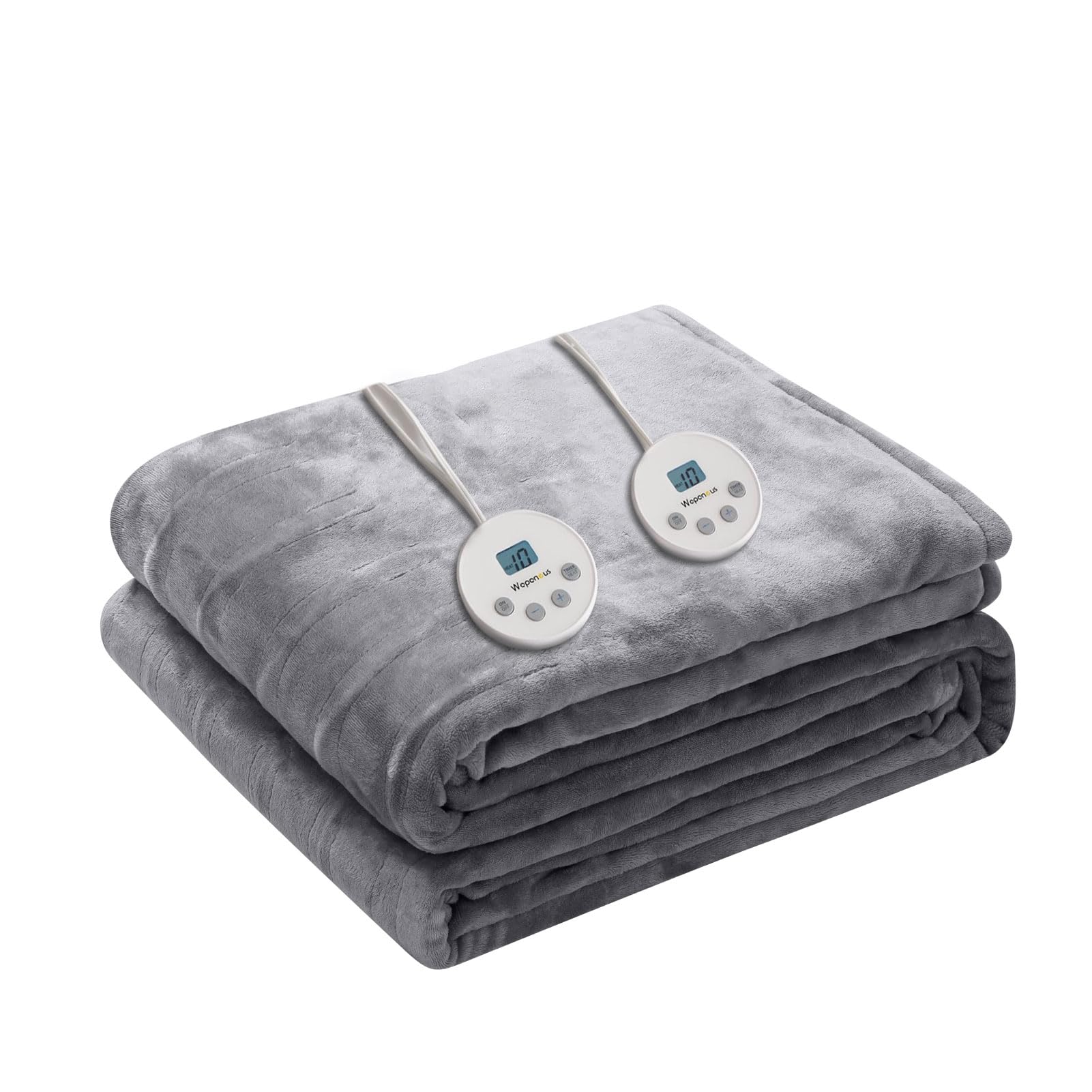 Photo 1 of Wapaneus Heated Blanket Electric Queen Size 84"x90"-Dual Control with 10 Heat Levels 12 Timer Settings and 8 Hours Auto-Shut Off,Fast-Heating Electric Blanket,ETL Listed Machine Washable,Light Grey