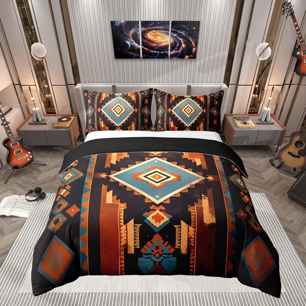 Homemissing Boho Bedding Duvet Cover Set Double Size Western Decor Bedding Set for Kids Boys Girls Southwest Native American Design Comforter Cover Set Southwestern Geometric Bedspread Cover — image 1