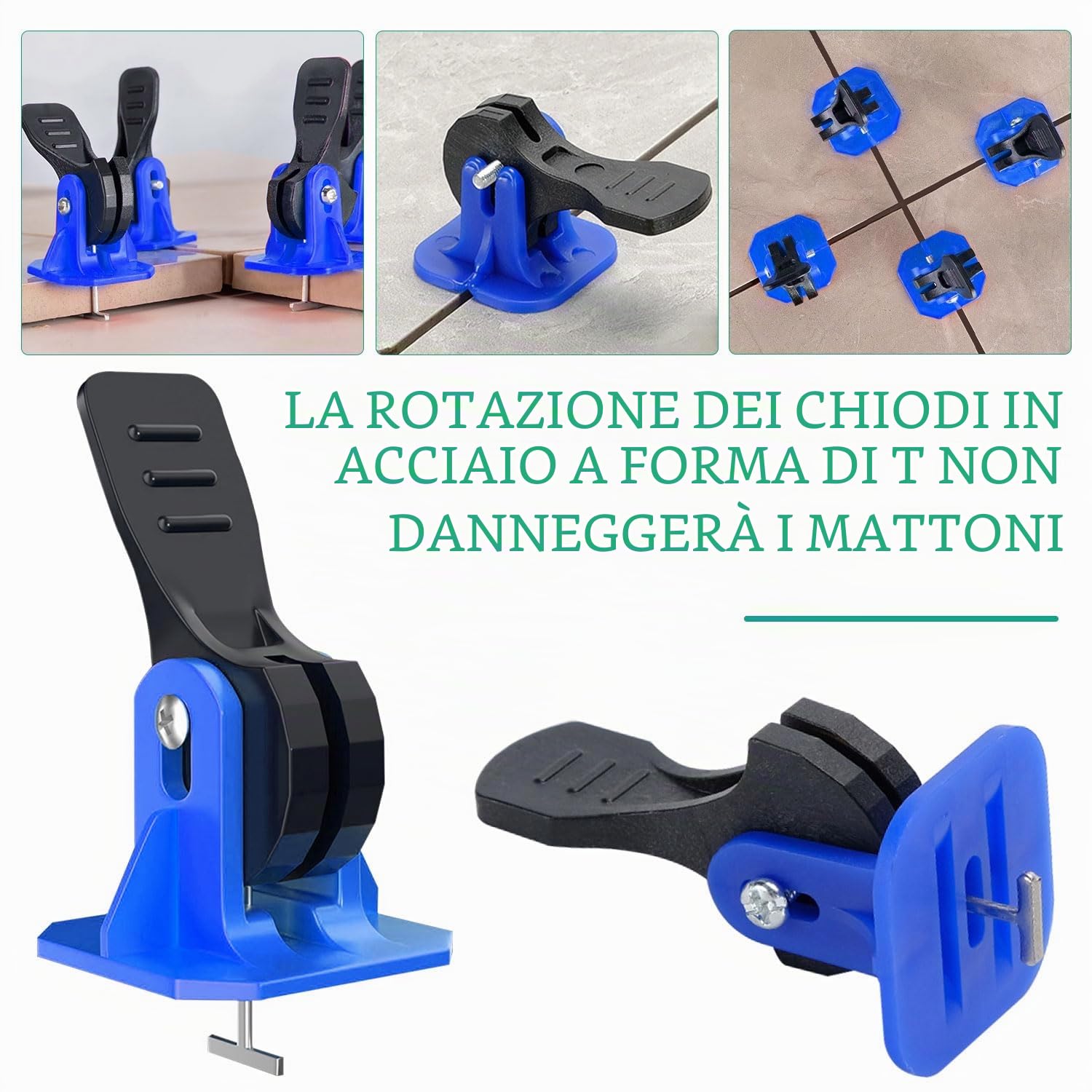 100 Pezzi Riutilizzabili Livellatori per Piastrelle 2mm, Blu Kit Sistema di Livellamento per Piastrelle, 100 Livellamento Regolatore per Pavimenti Dell'edificio