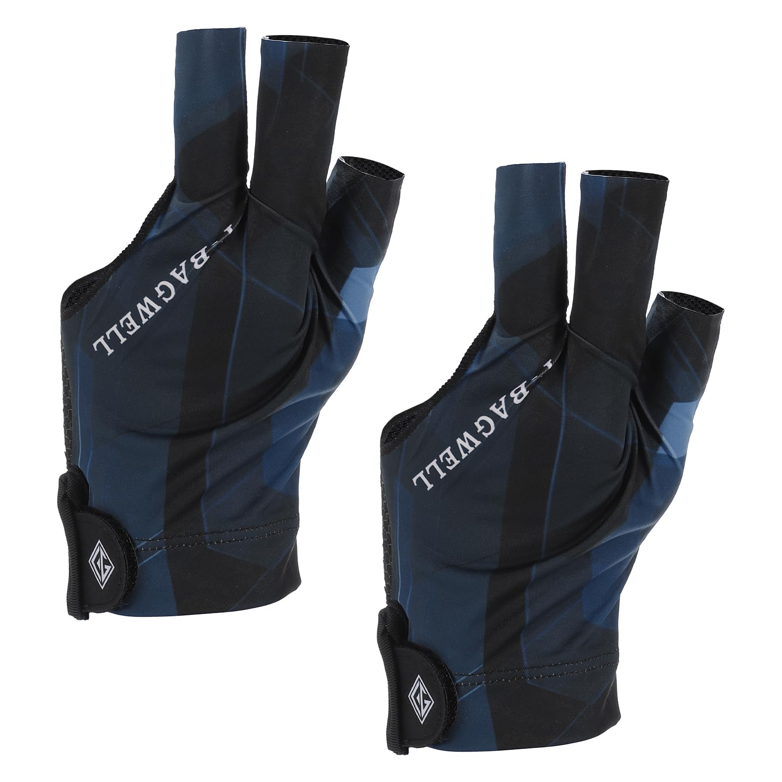 YELARXI 3 Finger Pool Glove Left Hand, Billiard Gloves for Shooter Carom Pool Snooker Cue Accessories 1 Pcs & Black Blue-Fitting for (Men/Women)