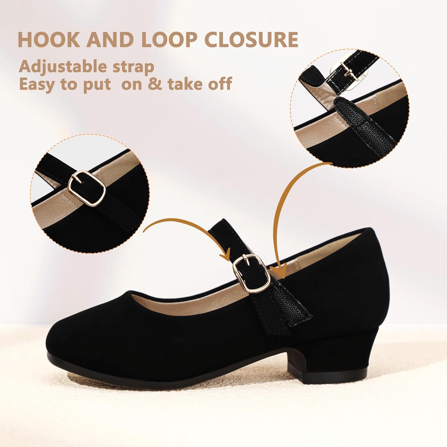 PANDANINJIA Girls Dress Shoes Toddler Little Big Kid Chunky Heels Wedding Party School PNEMY Flower Girl Shoes - Image 4