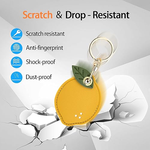 Miniatura 116 de Funda de cuero compatible con Apple AirTag, rastreador de llavero GPS Airtag con llavero, cubierta protectora antiarañazos para AirTag