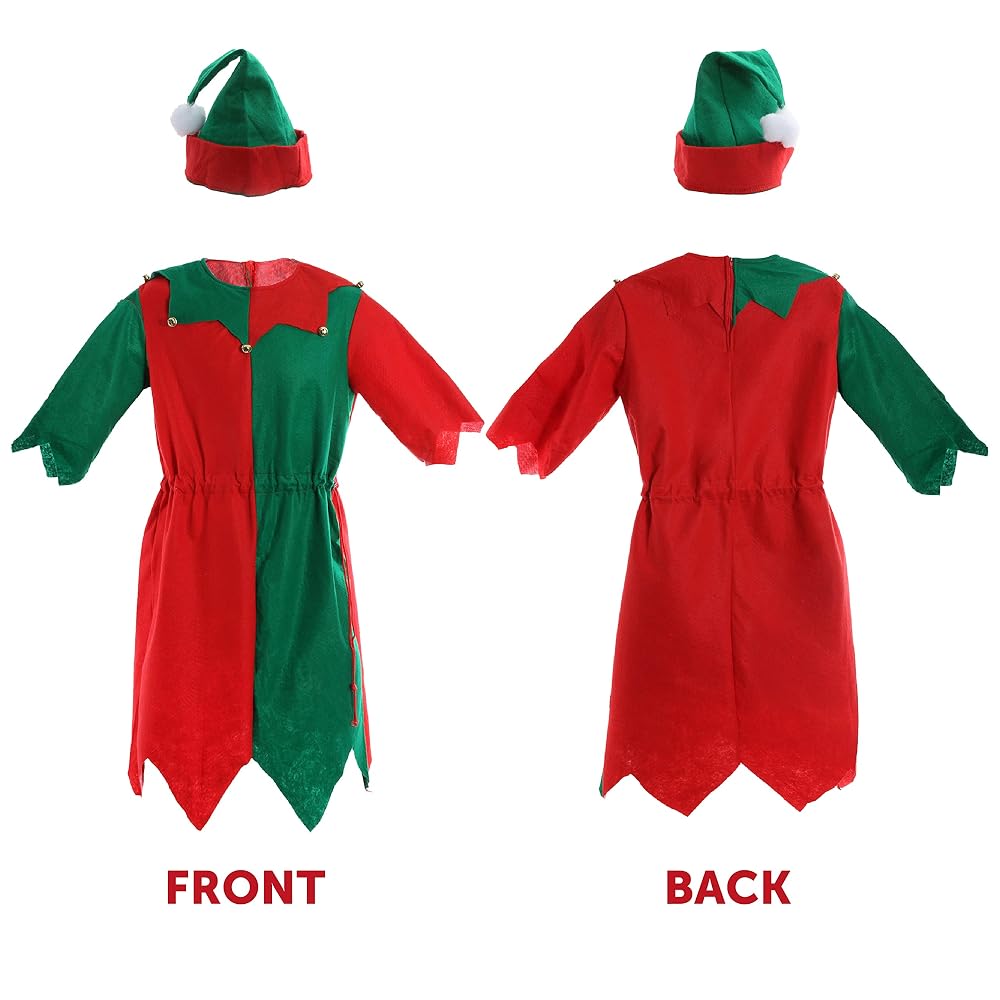 Disfraz De Elfo Y Papá Noel Completo - Delantal Y Gorro Navideño Para Hombre Y Mujer