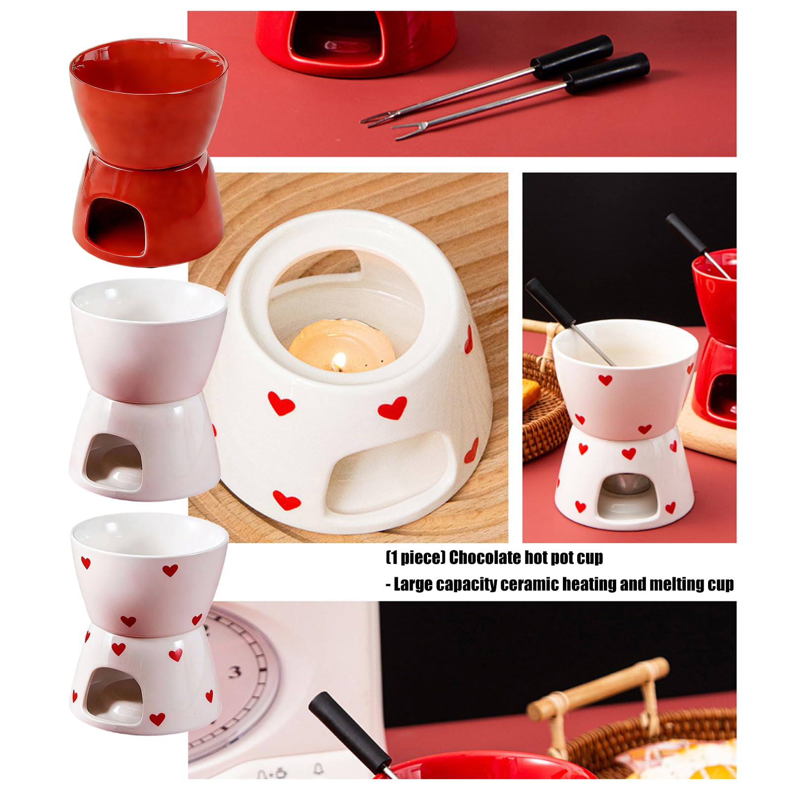 Tazza per sciogliere Cioccolato in Ceramica Resistente Calore per la Preparazione Dessert Fonduta capacità con distribuzione Uniforme del Calore Tazza per sciogliere Cioccolato
