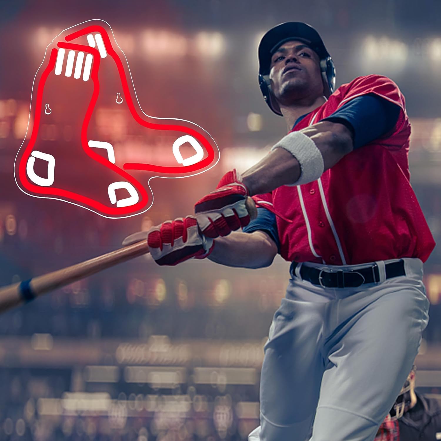 Baseball Neon Sign for Wall Decor Boston Baseball Team Logo Neon Light Sports LED Light Sign for Boys Room,Club,Man Cave,Bar,Party,Birthday Christmas Gifts for Men,Boys,Teens,Size 12*11.7in(FMXD163) - Image 5