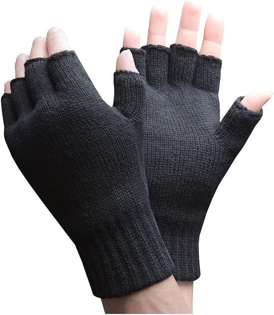 Heat Holders - Mens Winter Warm 2.3 TOG Fleece Lined Insulated Knit Thermal Fingerless Gloves