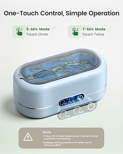 Miniatura 4 de Limpiador ultrasónico de joyas, limpiador de joyas mejorado Máquina ultraónica de 48 KHz para todas las joyas, anteojos, correa de relojes, Azul