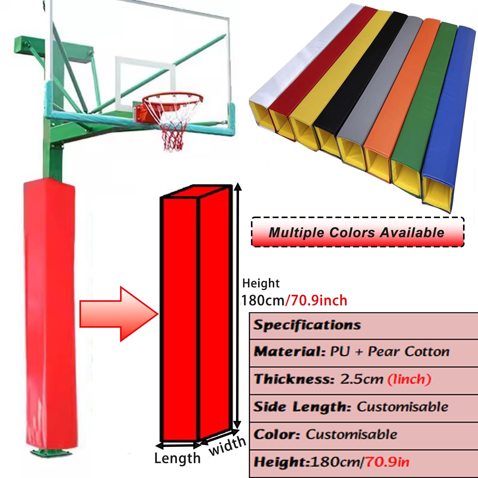 Outdoor-Basketballstangenpolster, gepolsterter Sicherheitsschutz für Spielplatz, Fitnessstudio und Garage, schlagfeste Basketballausrüstung für verbesserten Schutz