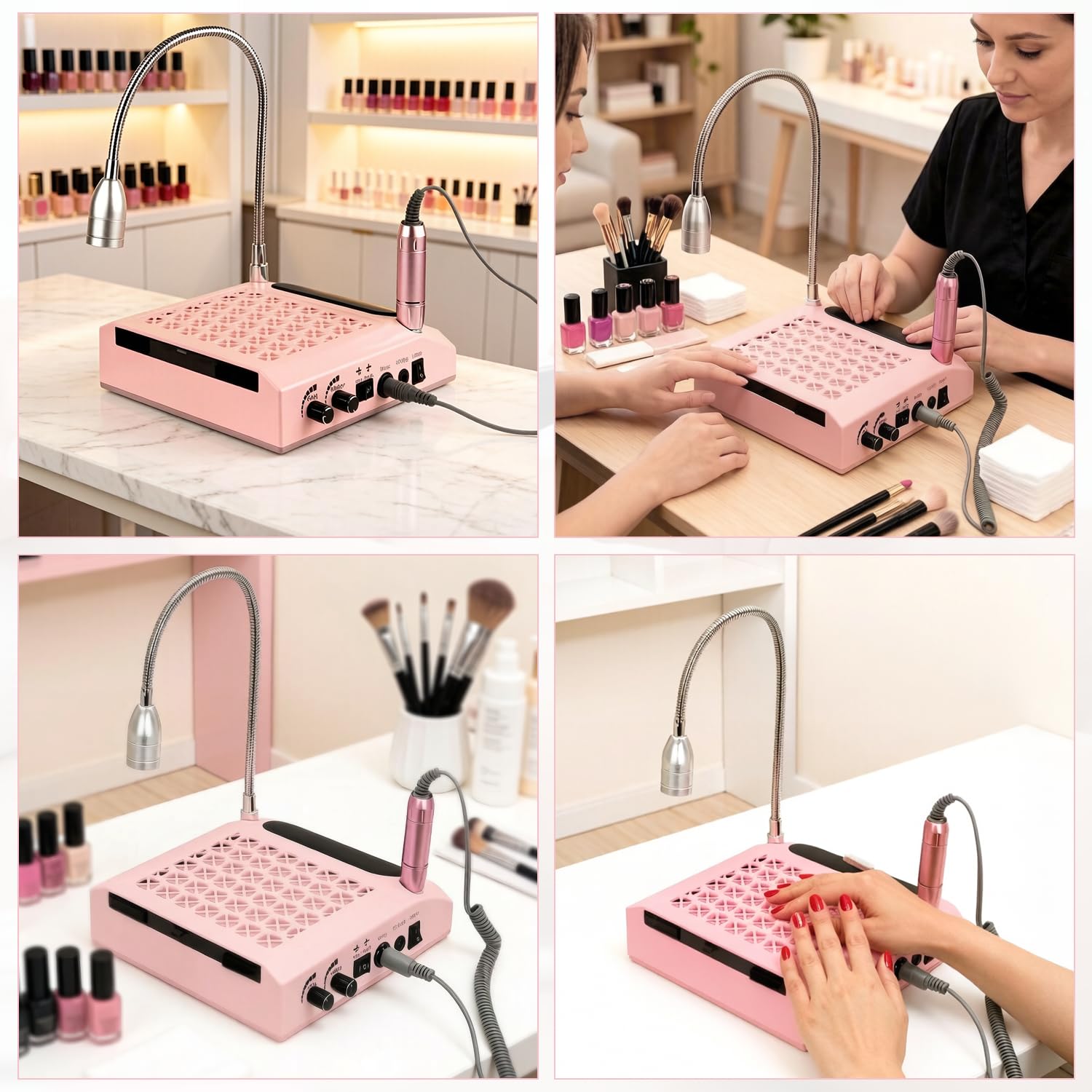 Kit de manicura y pedicura profesional 4 en 1 con potencia de succión de 80 W y filtro lavable, cortaúñas profesional de 30.000 rpm y lámpara LED para pedicura y