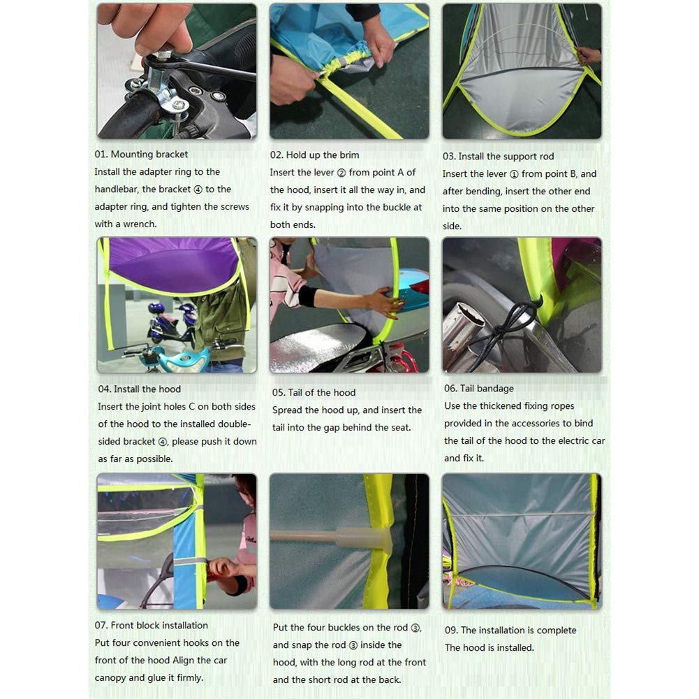 Uniwersalna osłona przeciwsłoneczna do motocykla elektrycznego, uniwersalna osłona przeciwsłoneczna do motocykla elektrycznego Skuter Wodoodporna osłona przeciwdeszczowa Osłona na parasol z baldachi