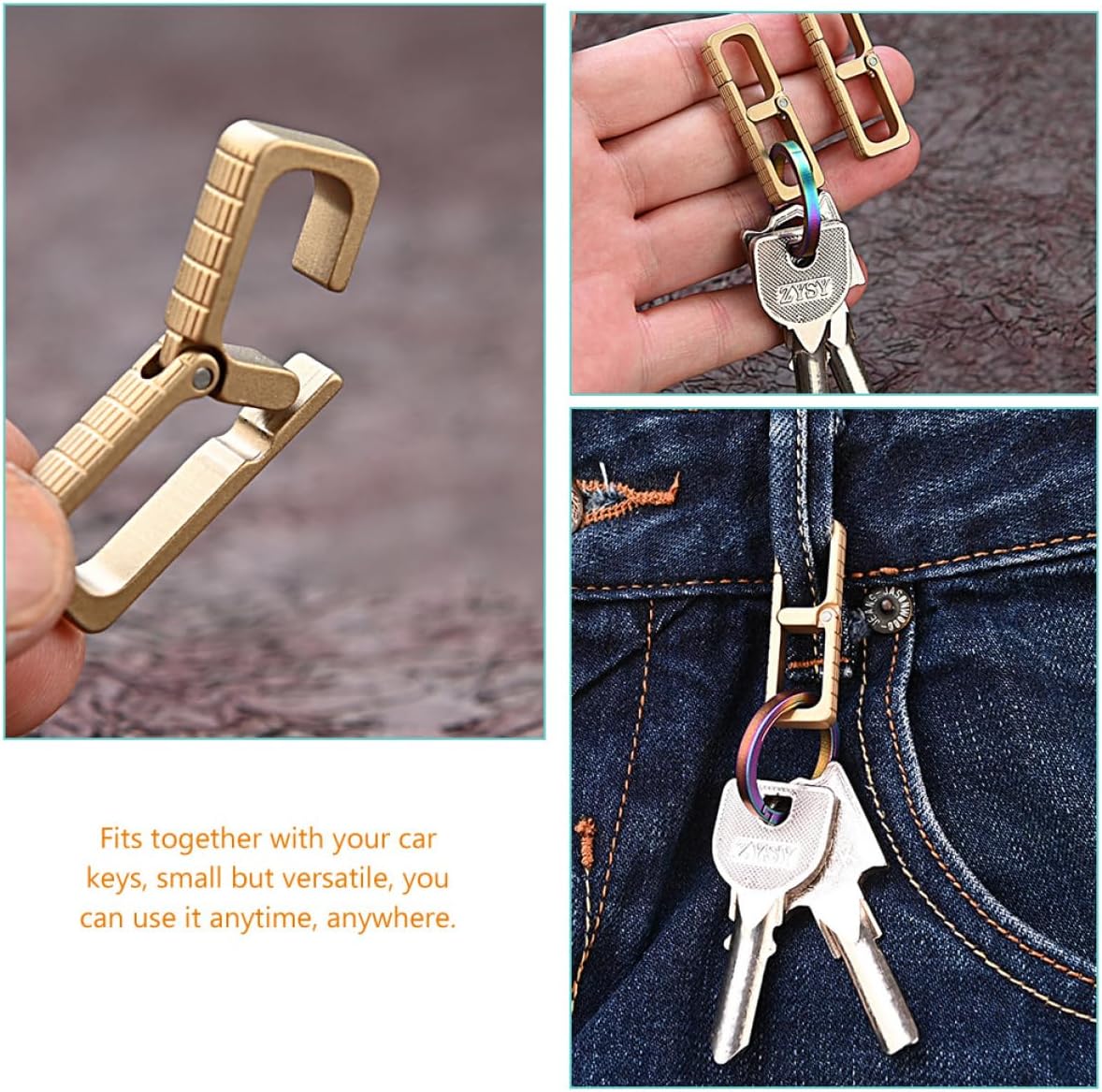 Amosfun 5pcs Key Holder for Belt Keyring Clip Brass Car Keyring for Men Keychain Accessories