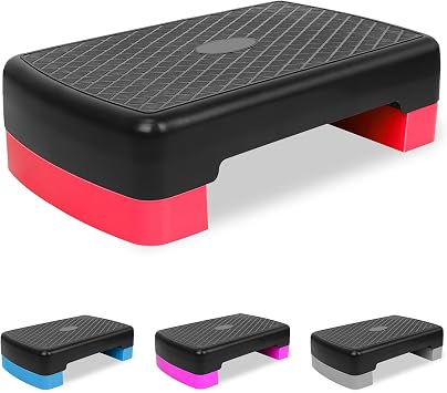 18 Adjustable Aerobic Step Platform, Adjustable Fitness 4-6in Exercise Stepper Workout with 2 Risers, Aerobics Stepper Workout Stepper for Home Gym Cardio Strength & Training