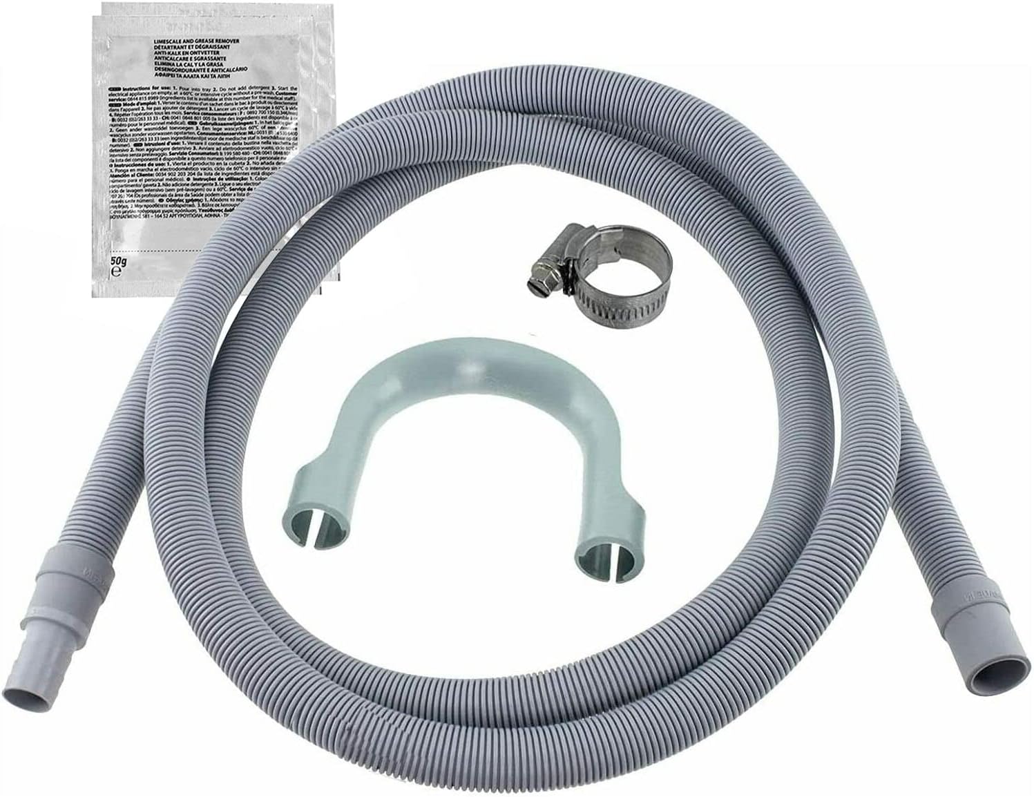 SPARES2GO Universal Washing Machine Dishwasher Drain Hose Extension Pipe (2.5M, 19mm / 22mm) + 2
