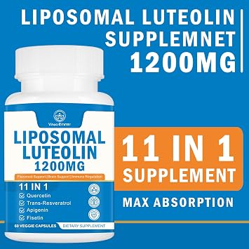 1200MG Liposomal Luteolin Supplement - Maximum Absorption, Antioxidant Boost for the Brain 60 Capsules