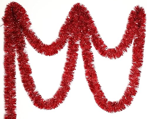 Guirnalda de Oropel para Árbol de Navidad de 25 Pies, Guirnalda Metálica Trenzada, Serpentina de Papel de Aluminio Brillante para Carrozas de