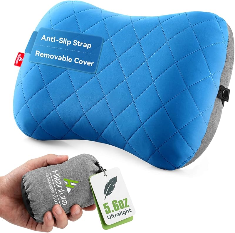 Almohada de Camping con Funda extraíble, Almohada Inflable Ultraligera | Soporte ergonómico para la madera del cuello, almohada para mochilero a prueba de fugas, portátil, plegable para senderismo, playa, viajes