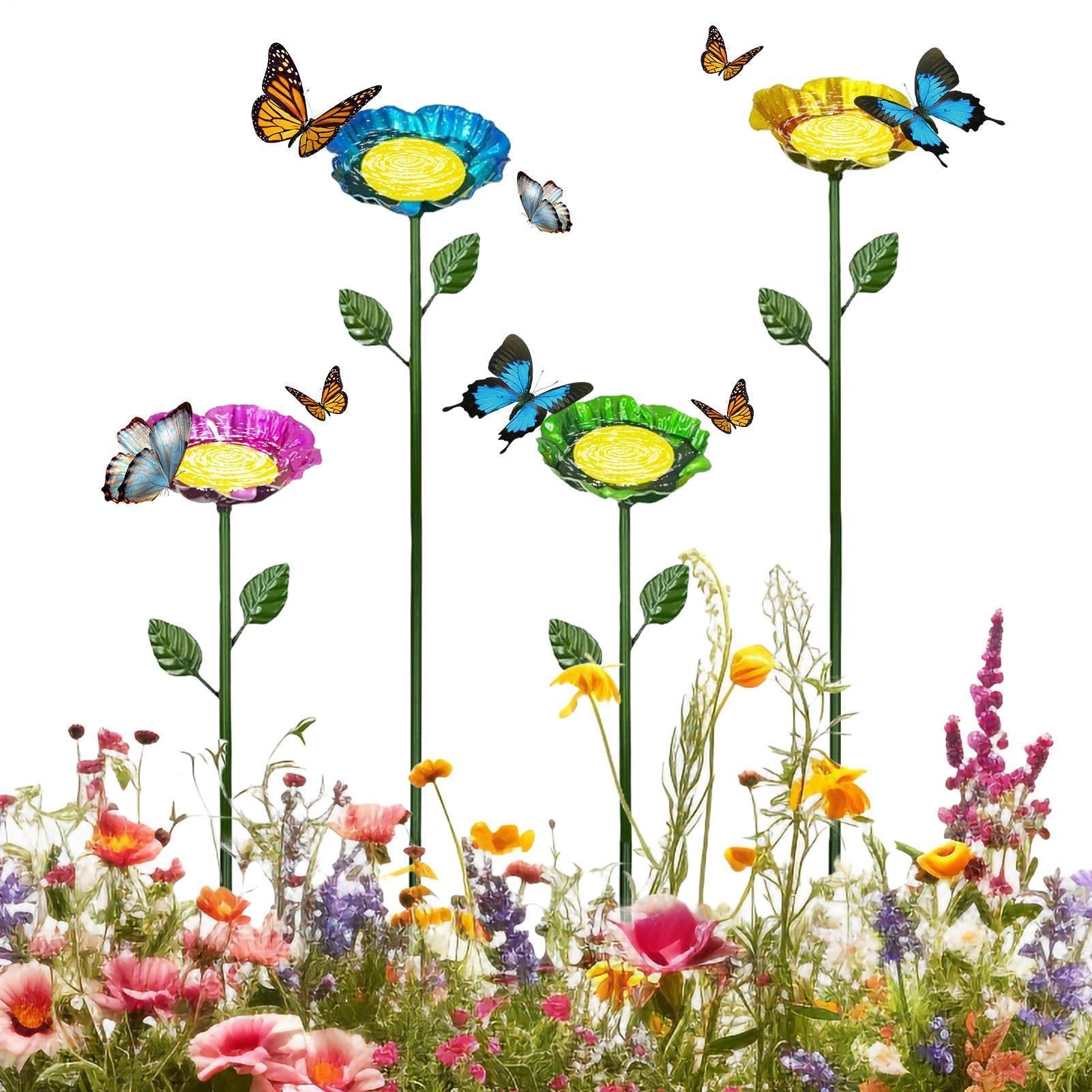 4 Stück Bienentränke Blumes Für Den Garten, Vogeltränke Stehend, Bienengießstation, Metall Bienenbecher, Vogelbad Garten, Winterfest Insektentränke Bienentränke Gartendeko