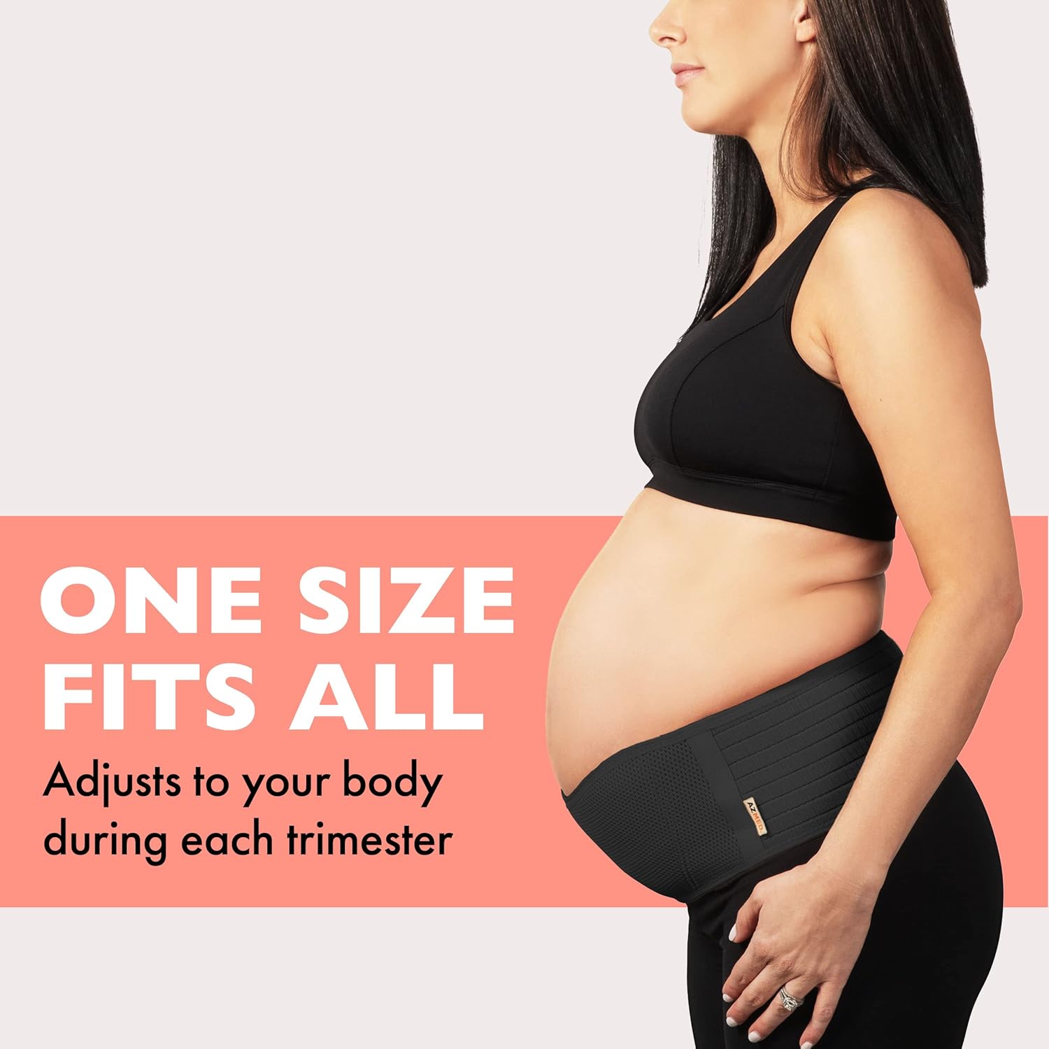 AZMED Maternity Belly Band for Pregnant Women | Breathable Pregnancy Belly Support Band for Abdomen, Pelvic, Waist, & Back Pain | Adjustable Maternity Belt | For All Stages of Pregnancy (Black) : Clothing, Shoes & Jewelry