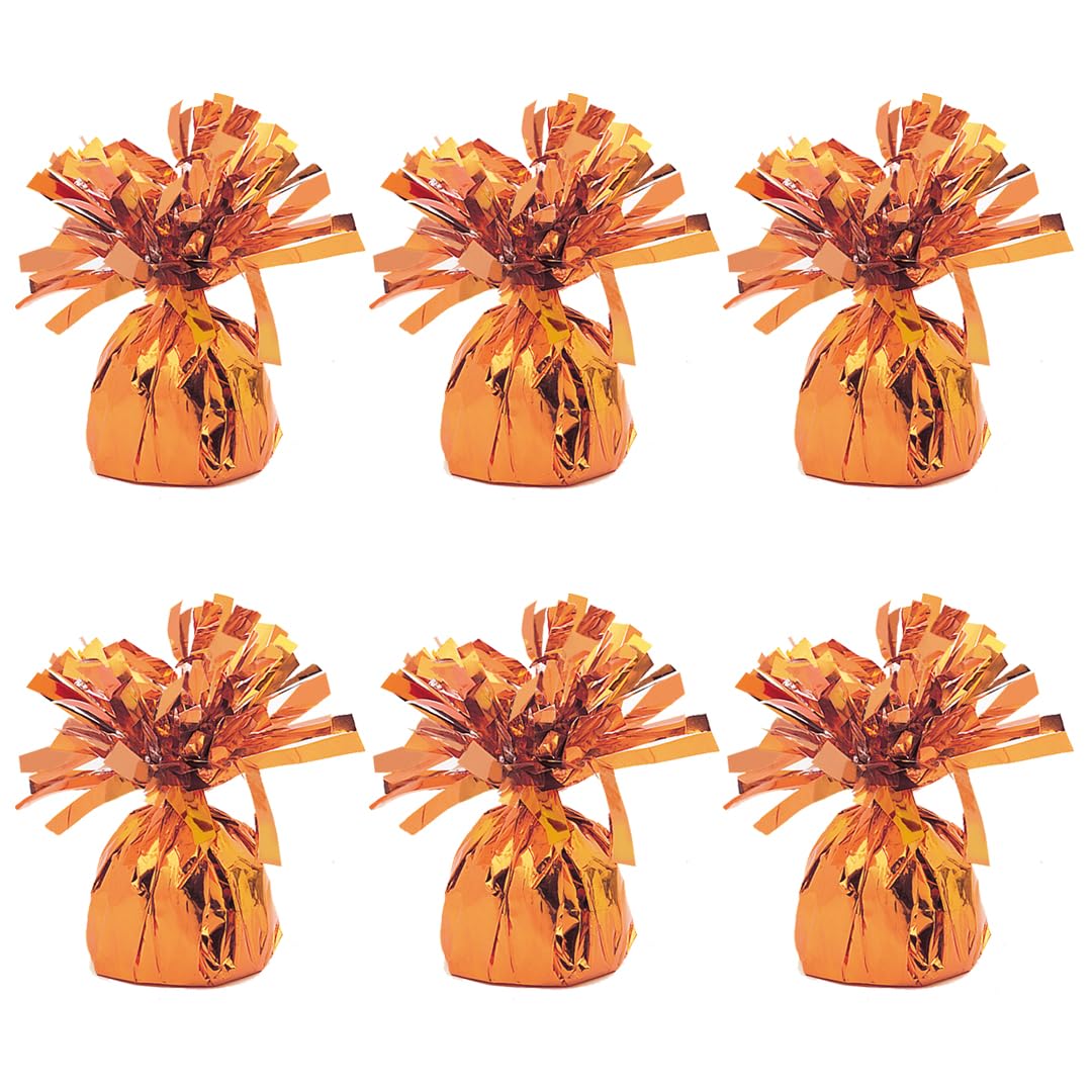 Foil Helium Balloon Weights - Pack of 6 - Durable & Colourful Orange Balloon Weights for Birthdays Parties, Events & Celebrations - Perfect Balloon Weight Holders โ image 1