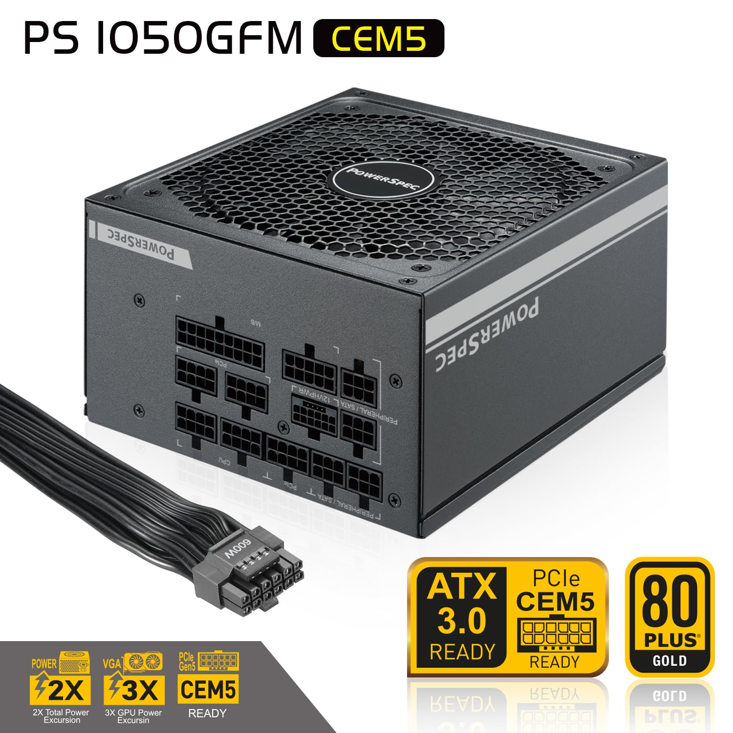 Amazon | PowerSpec 1050W 電源 完全モジュラー 80 Plus ゴールド認定