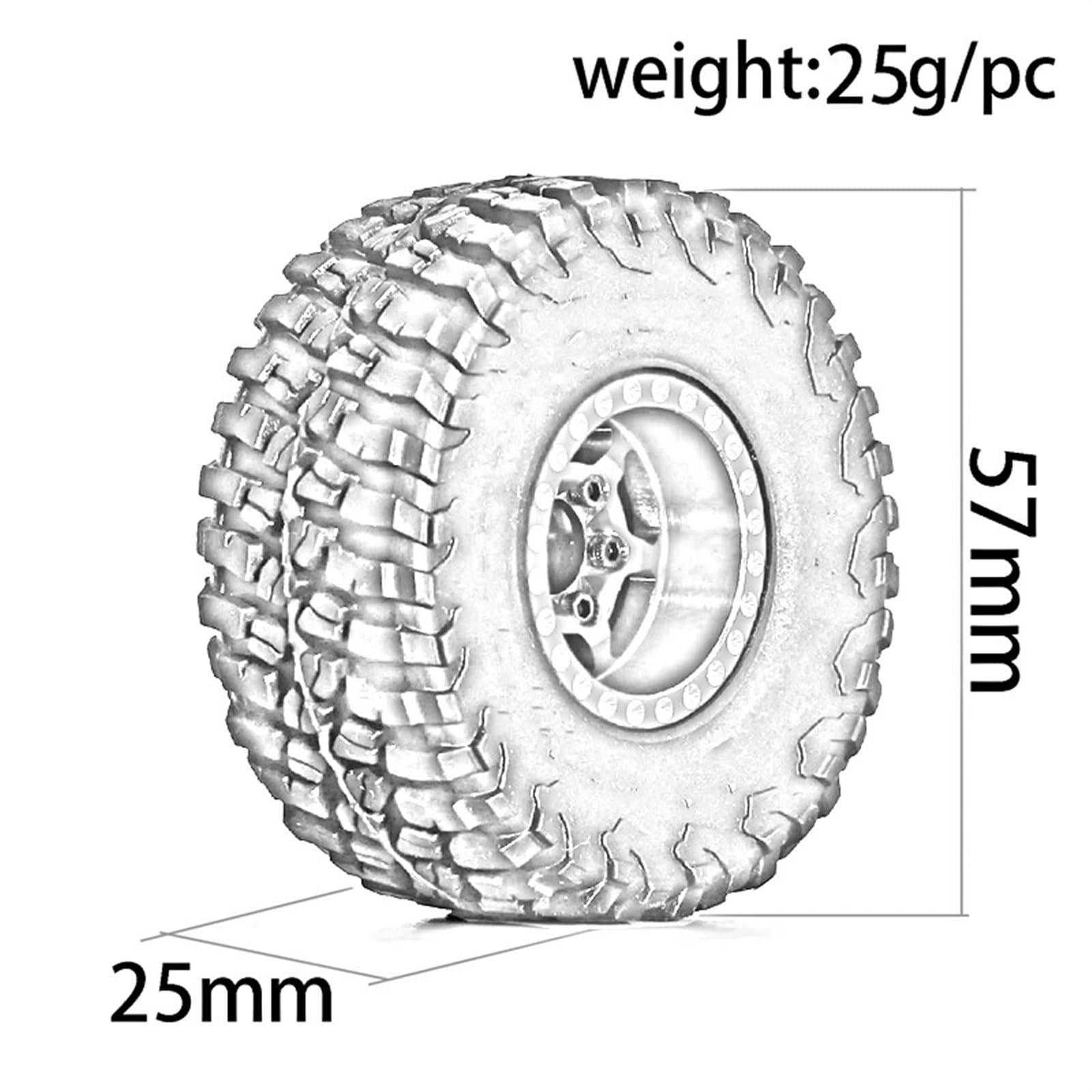 Neumático RC Compatible con TRX4M SCX24 AX24 FCX24 1/18 1/24 RC Crawler Car Upgrade Parts Accesorios 4 Piezas 57 Mm 1.0 "Juego De Ruedas De Metal Beadlock